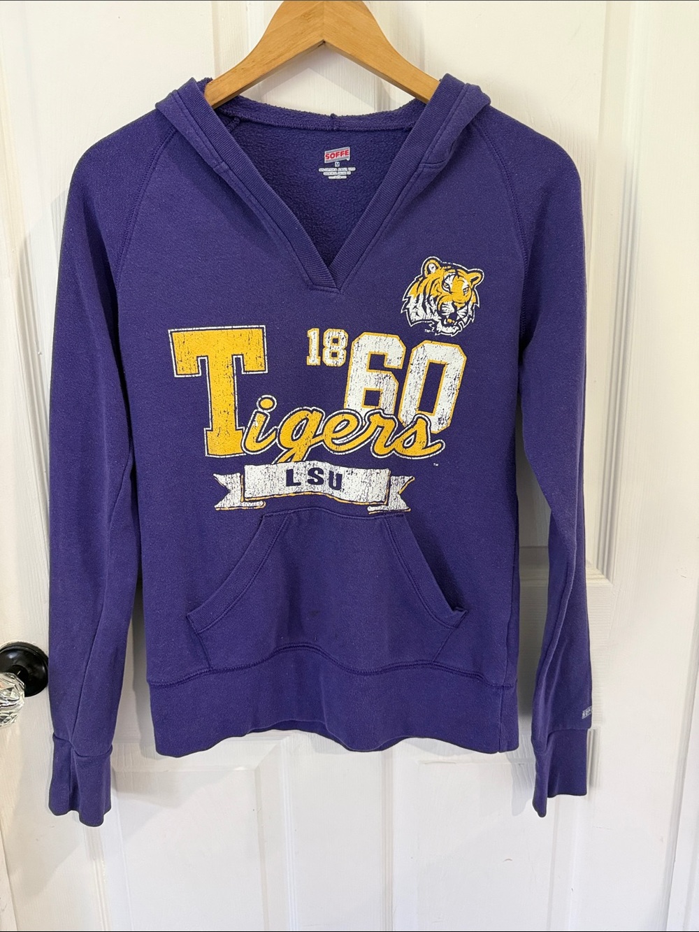Soffe Purple LSU Tigers Hooded Sweater with Yellow Graphic